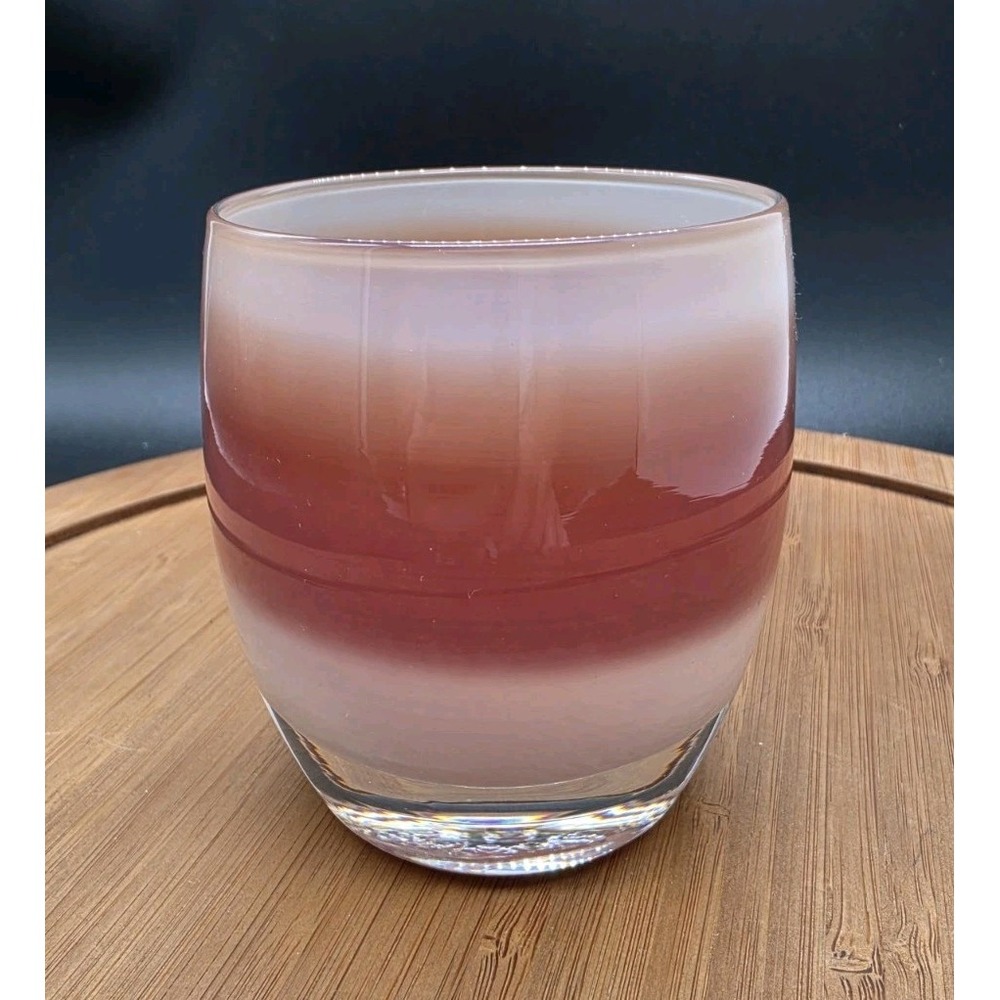 Glassybaby HYGGE Pink Raspberry Ombre Glass Votive Candle Holder Handblown USA